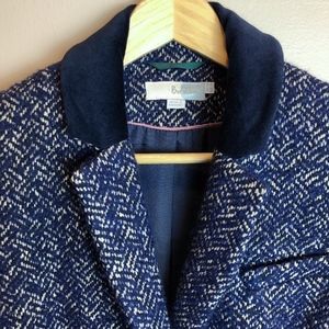 Boden navy tweed wool blend lined coat